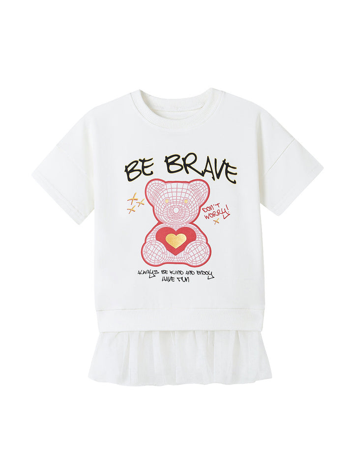 Girls Print Ruffled T-shirt Dress
