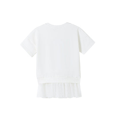 Girls Print Ruffled T-shirt Dress