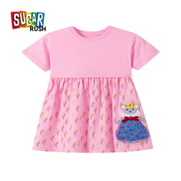 Girls Printed Applique A-Line Dress