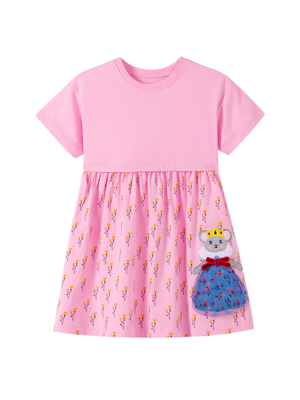 Girls Printed Applique A-Line Dress