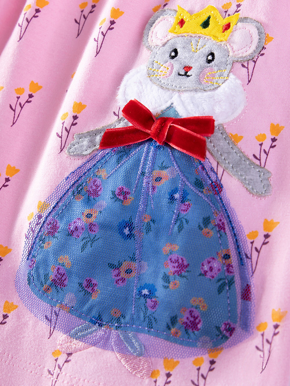 Girls Printed Applique A-Line Dress