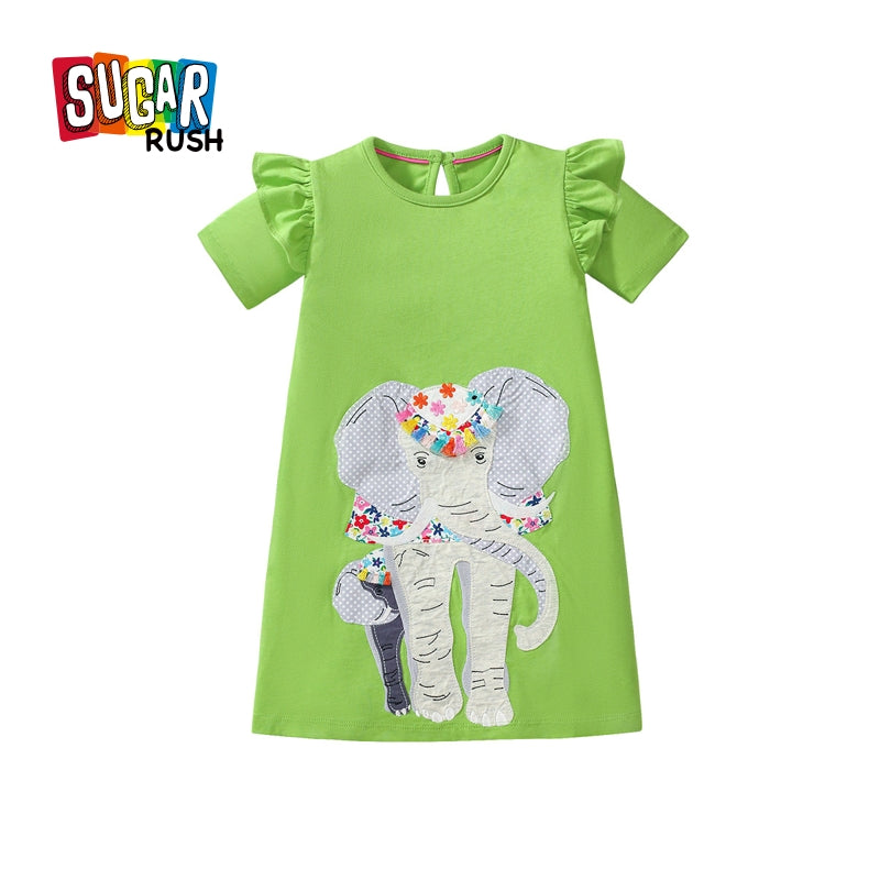 Girls  Animal Printed A-Line Cotton Dress