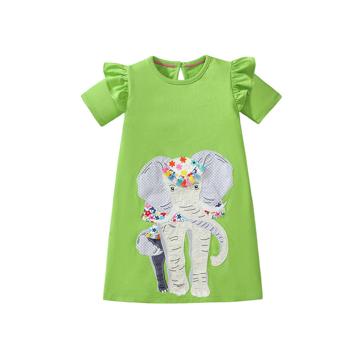 Girls  Animal Printed A-Line Cotton Dress