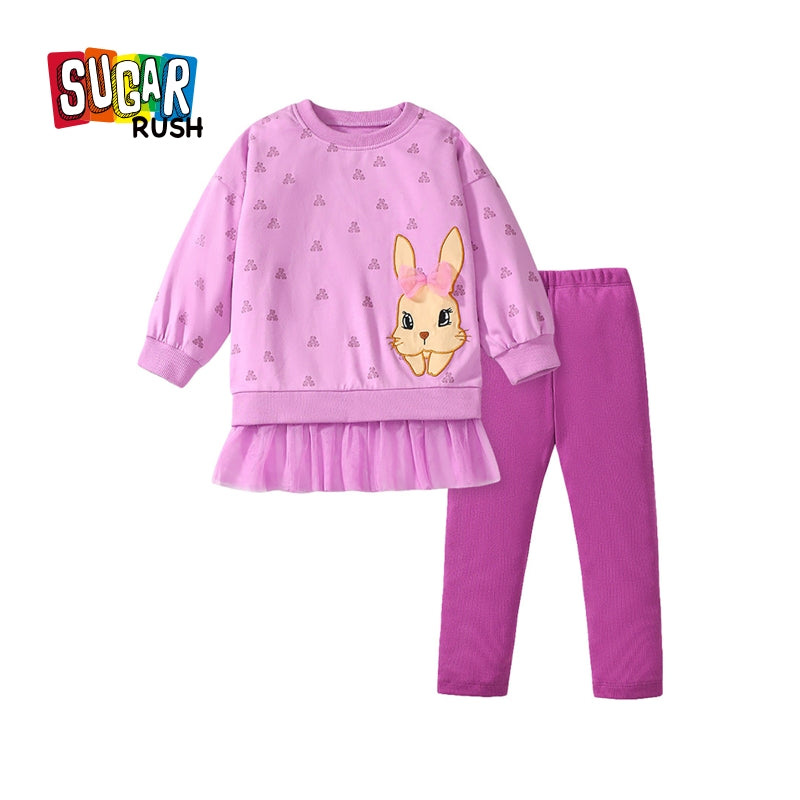 Girls Printed Pure Cotton Top with Leggings