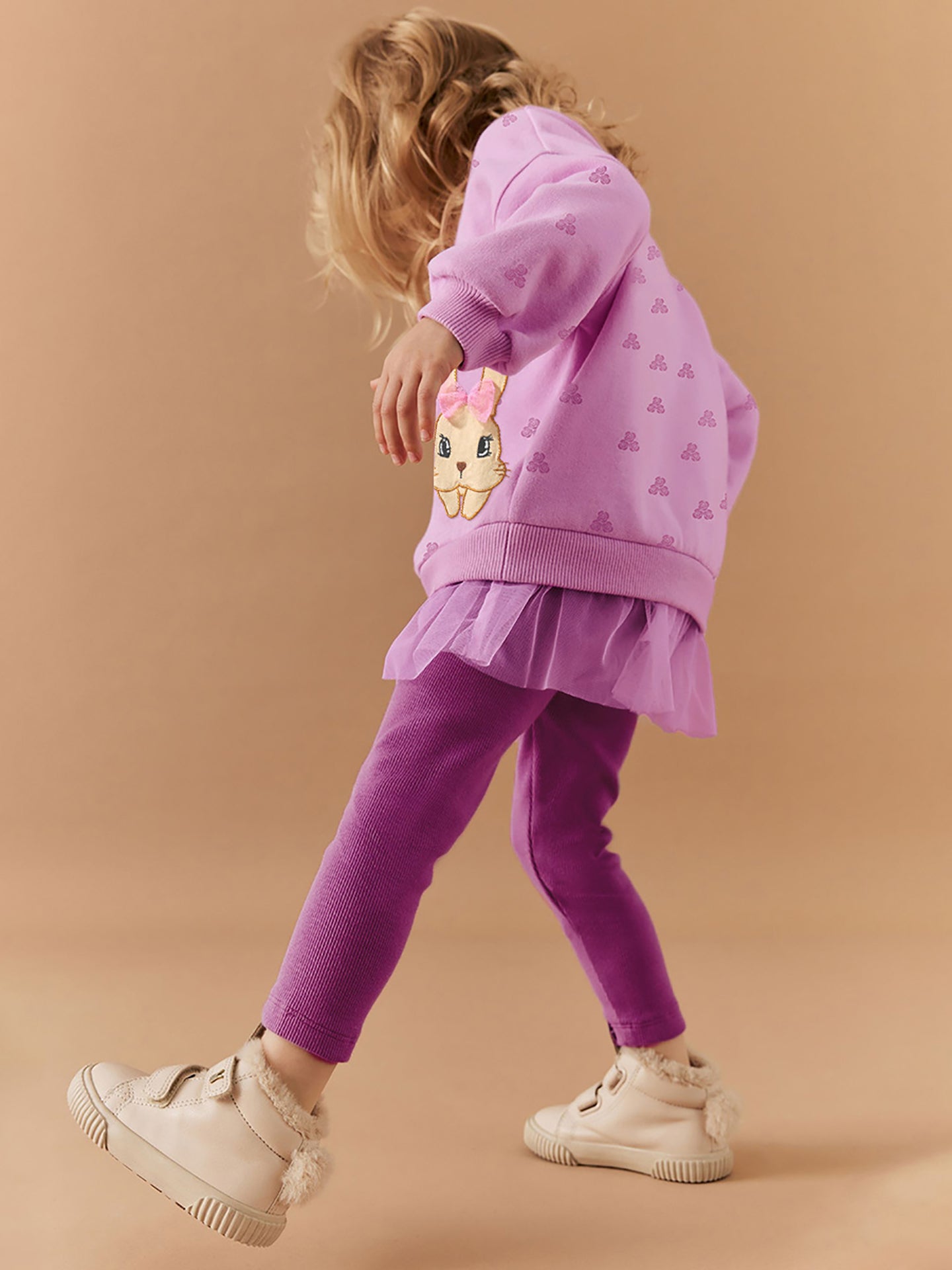 Girls Printed Pure Cotton Top with Leggings