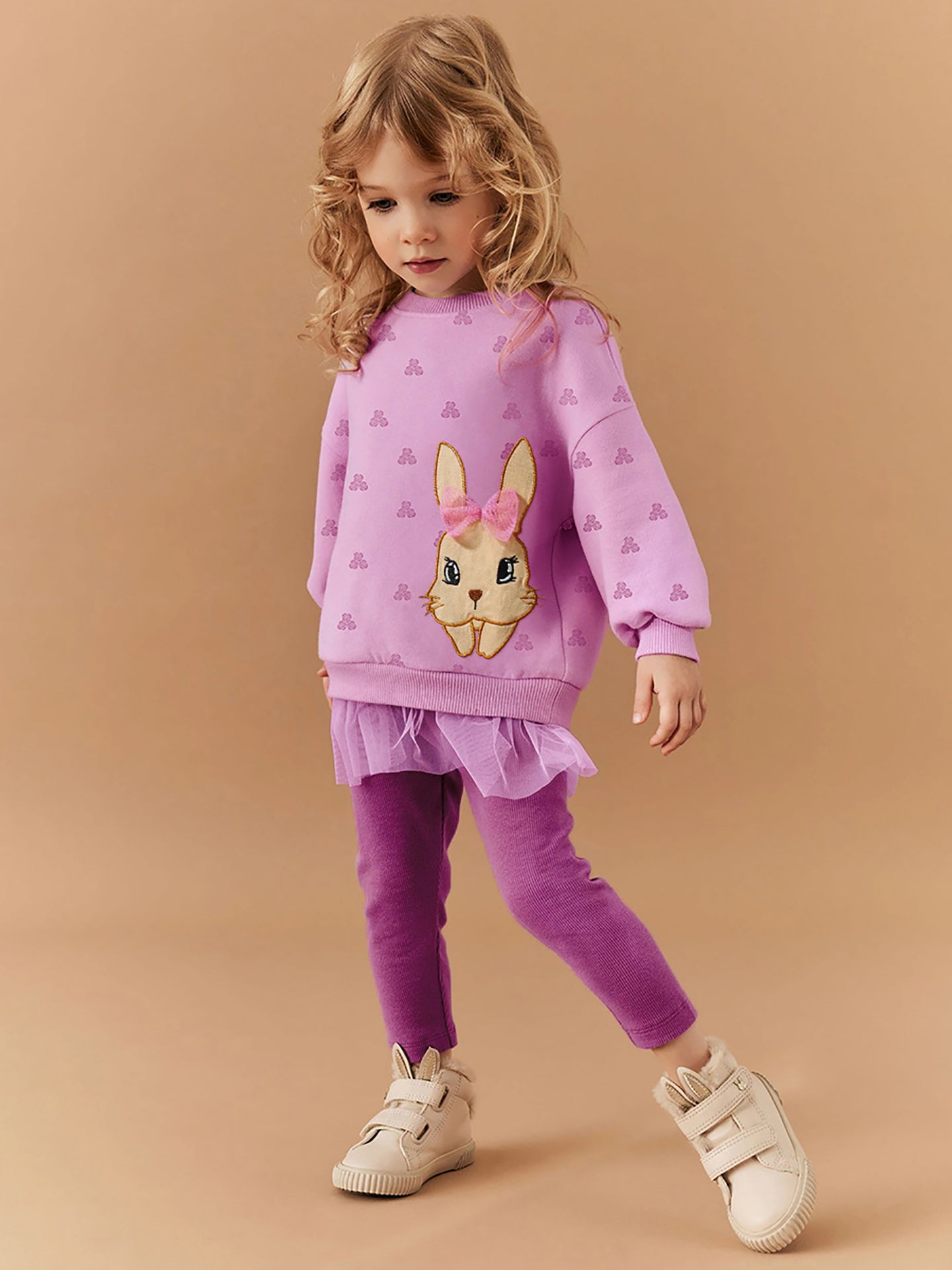 Girls Printed Pure Cotton Top with Leggings