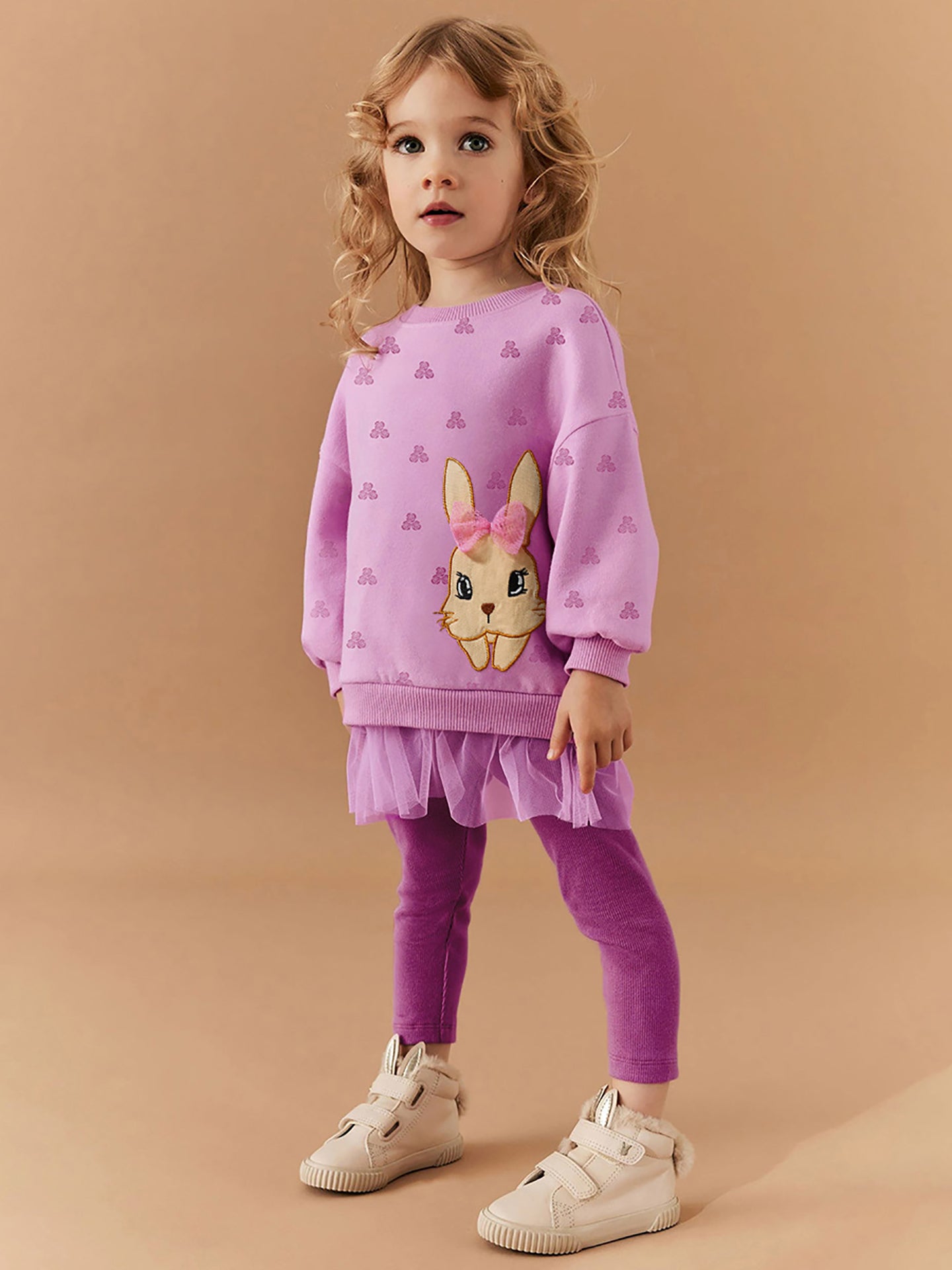 Girls Printed Pure Cotton Top with Leggings