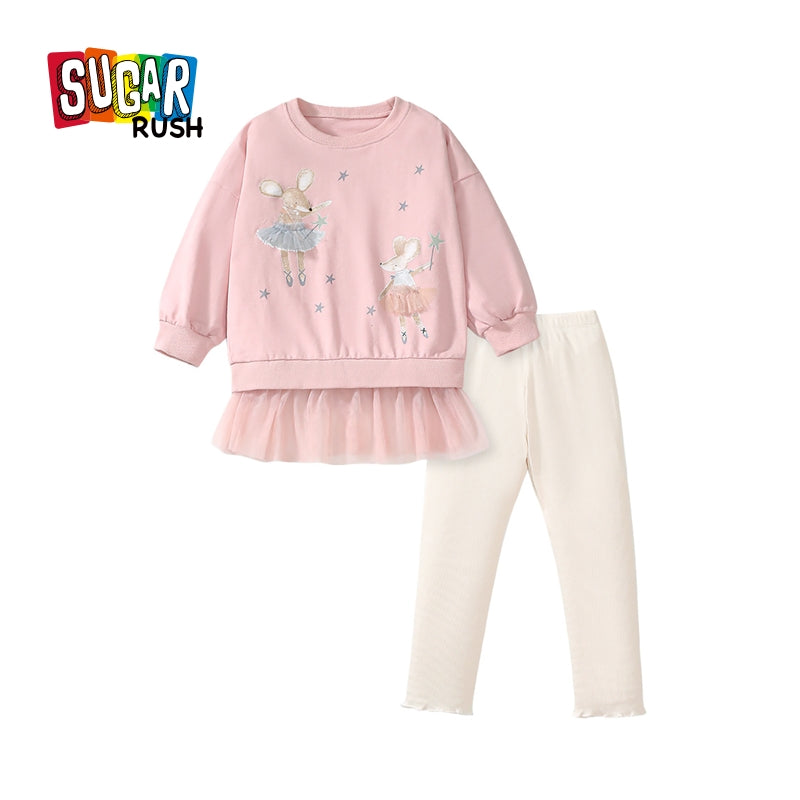 Girls Printed Pure Cotton Top with Leggings