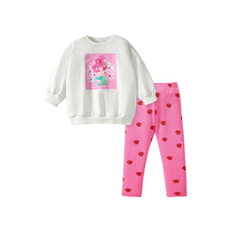 Girls Printed Pure Cotton Top With Leggings