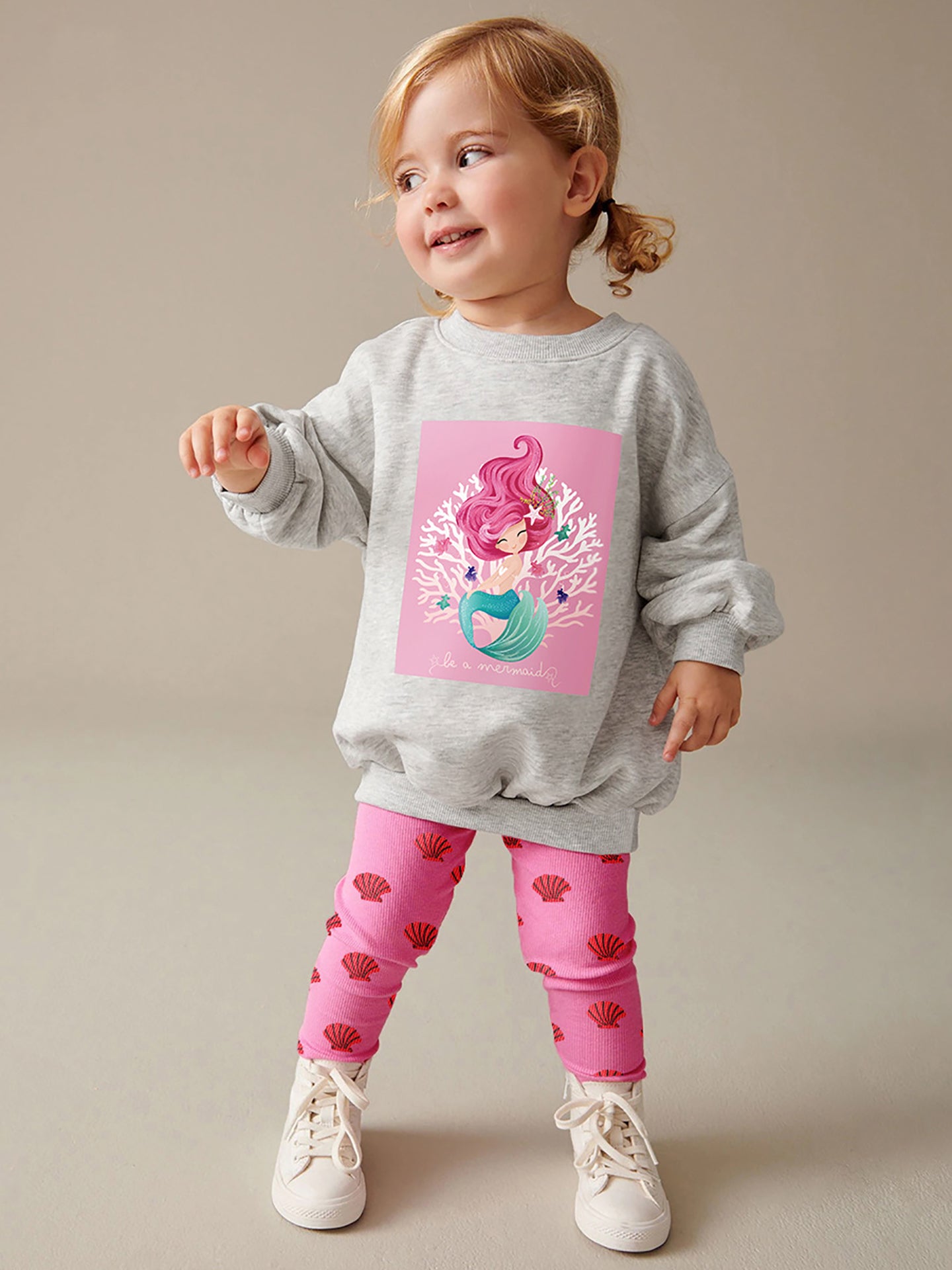 Girls Printed Pure Cotton Top With Leggings