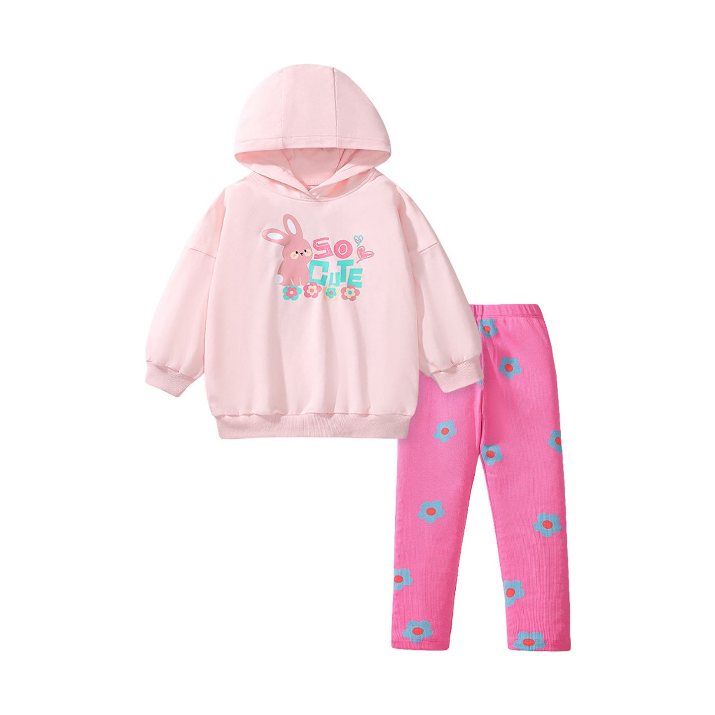 Girls Printed Pure Cotton Top with Legging