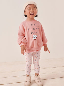 Girls Printed Pure Cotton Top With Leggings