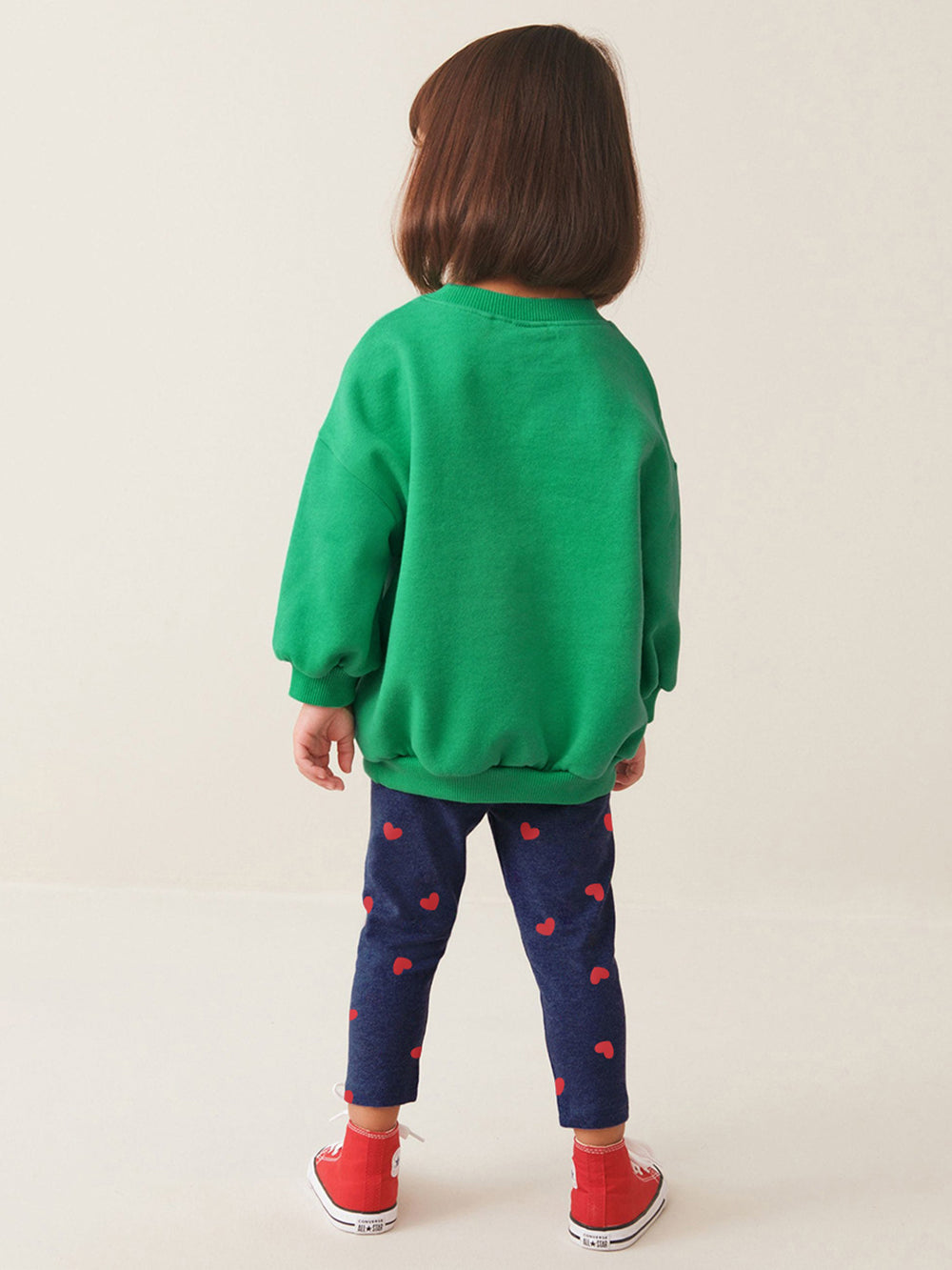 Girls Printed Three-Quarter Sleeves Pure Cotton Sweatshirt & Leggings