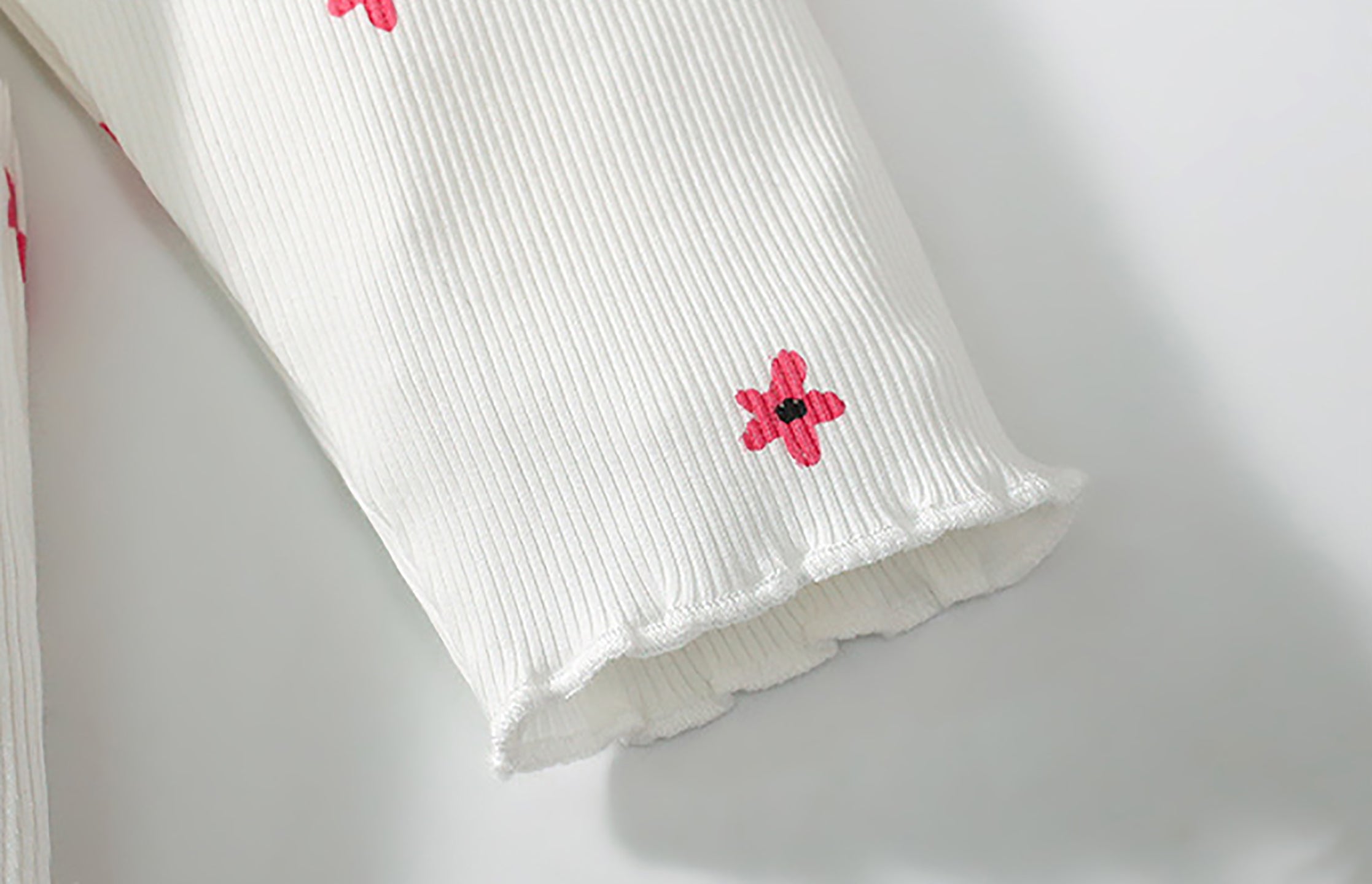 Girls White & Pink Printed Pure Cotton Top with Trousers