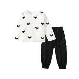 Girls Printed Round Neck Pure Cotton T-Shirt with Joggers