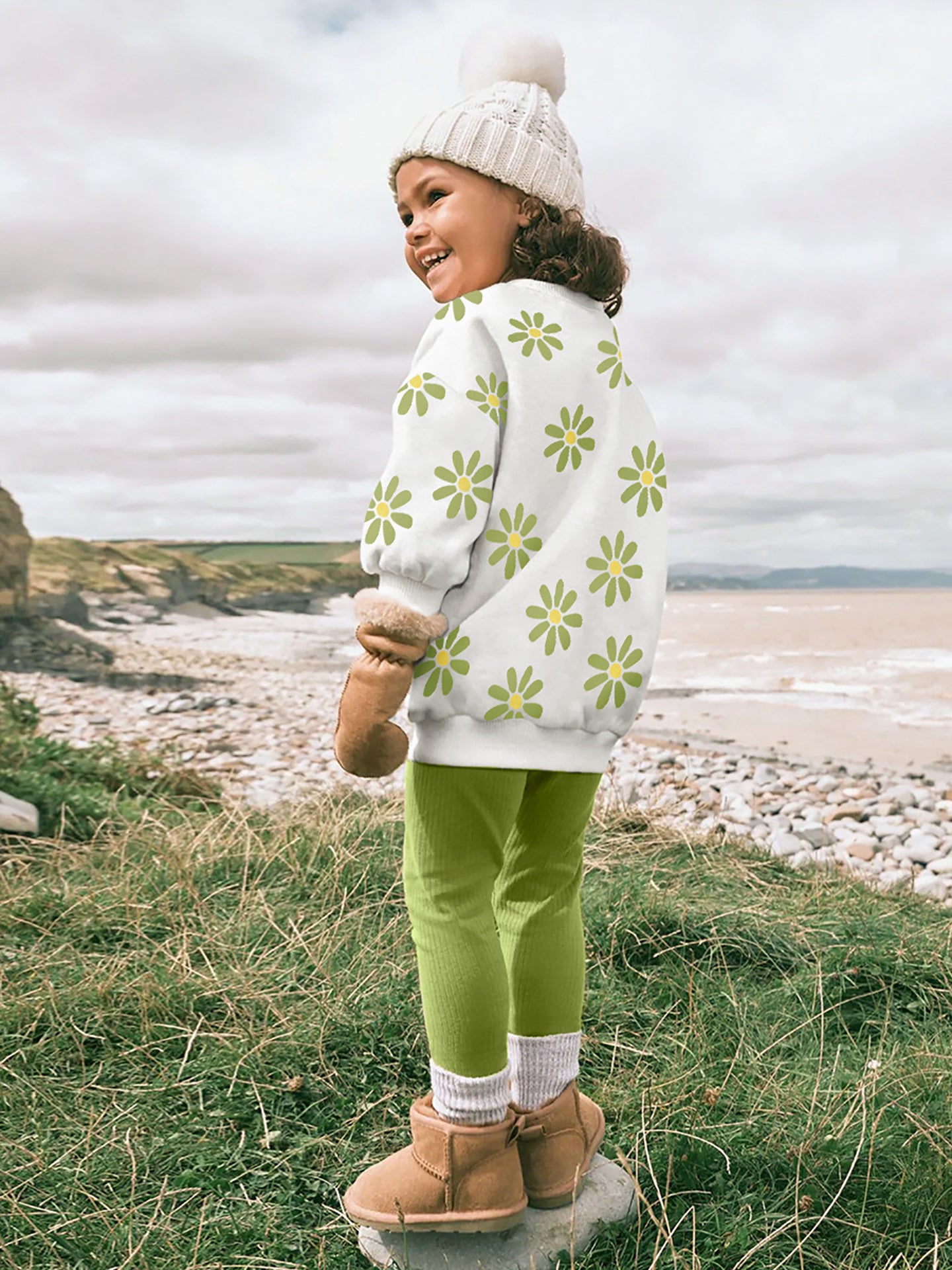 Girls Printed Pure Cotton Top with Leggings