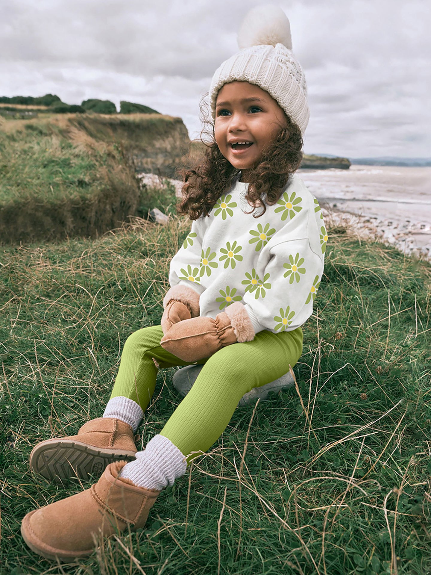 Girls Printed Pure Cotton Top with Leggings