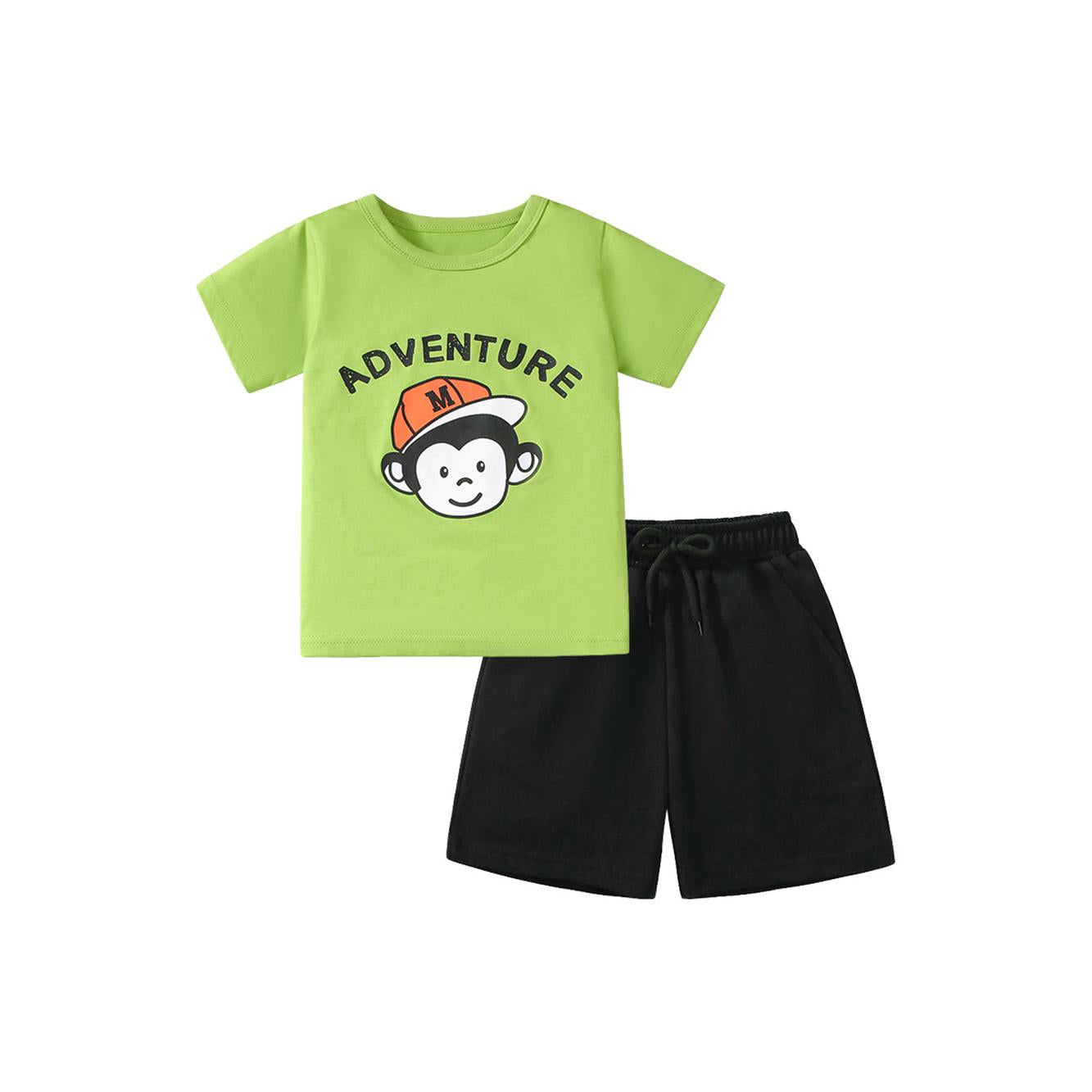 Boys Printed Round Neck T-shirt With Pyjamas