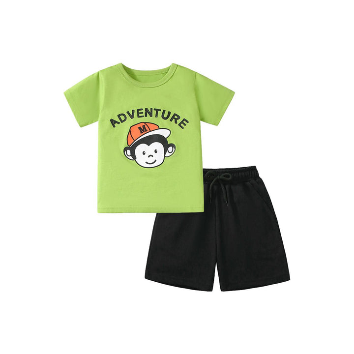 Boys Printed Round Neck T-shirt With Pyjamas