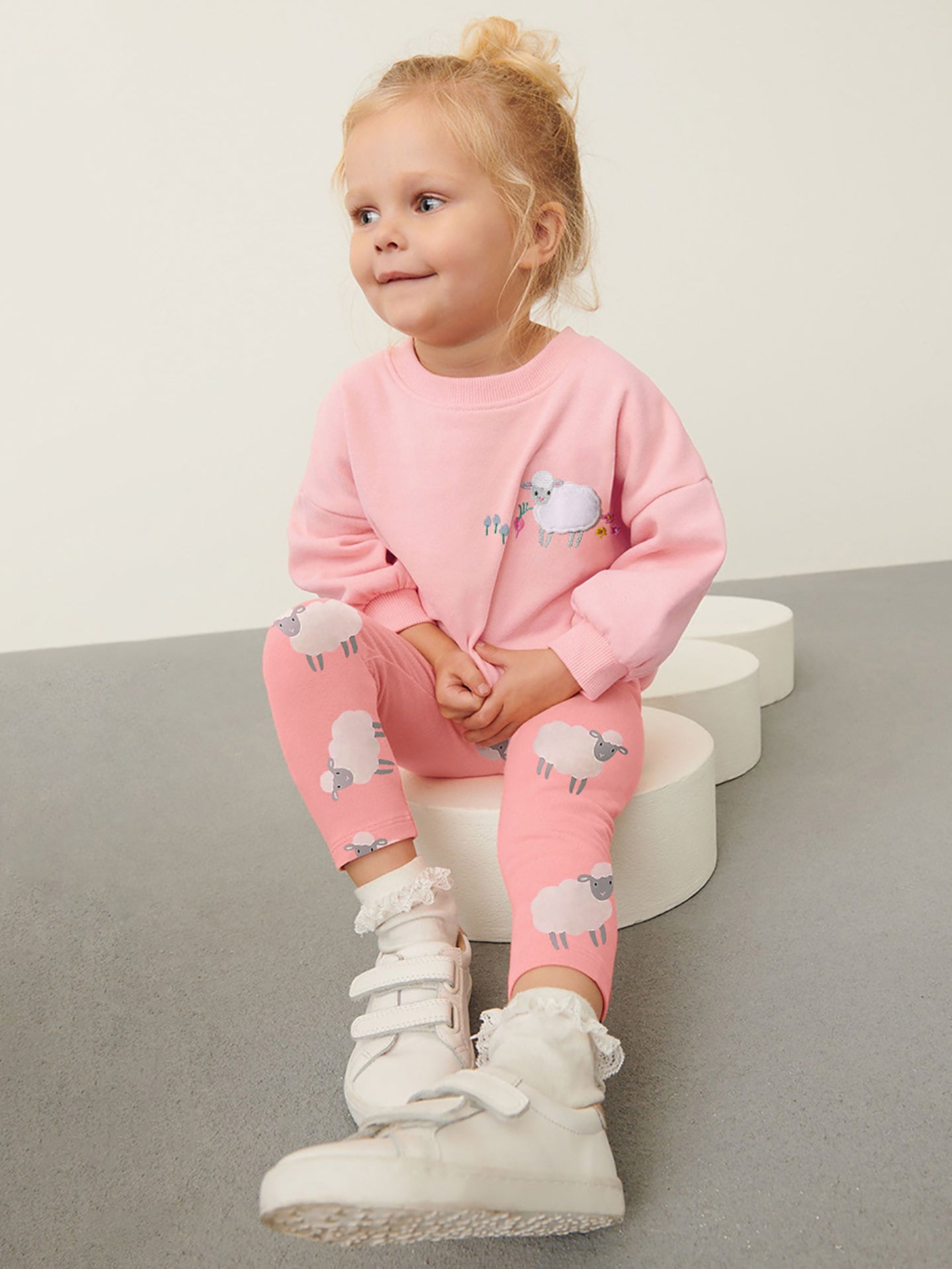 Girls Printed Round Neck Long Sleeves Pure Cotton T-Shirt & Leggings