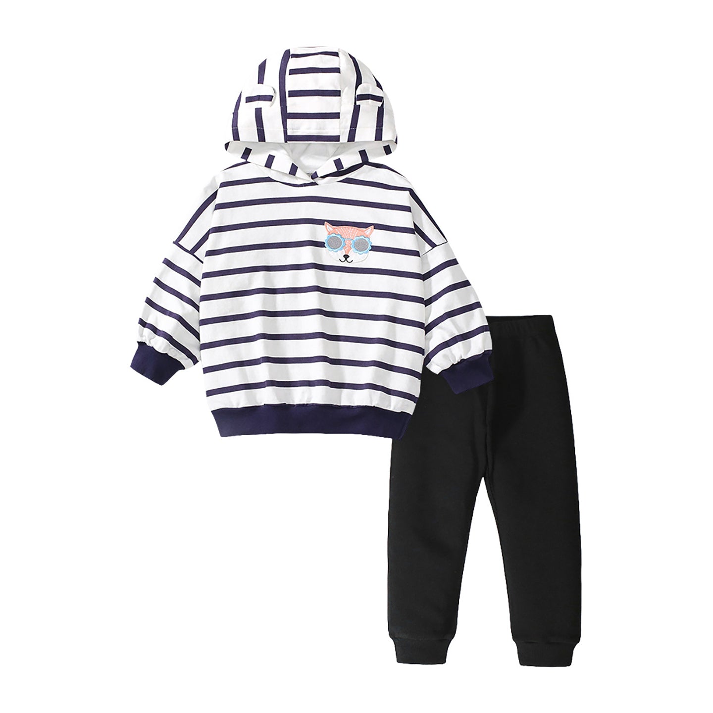 Girls Striped Pure Cotton Top with Pyjama