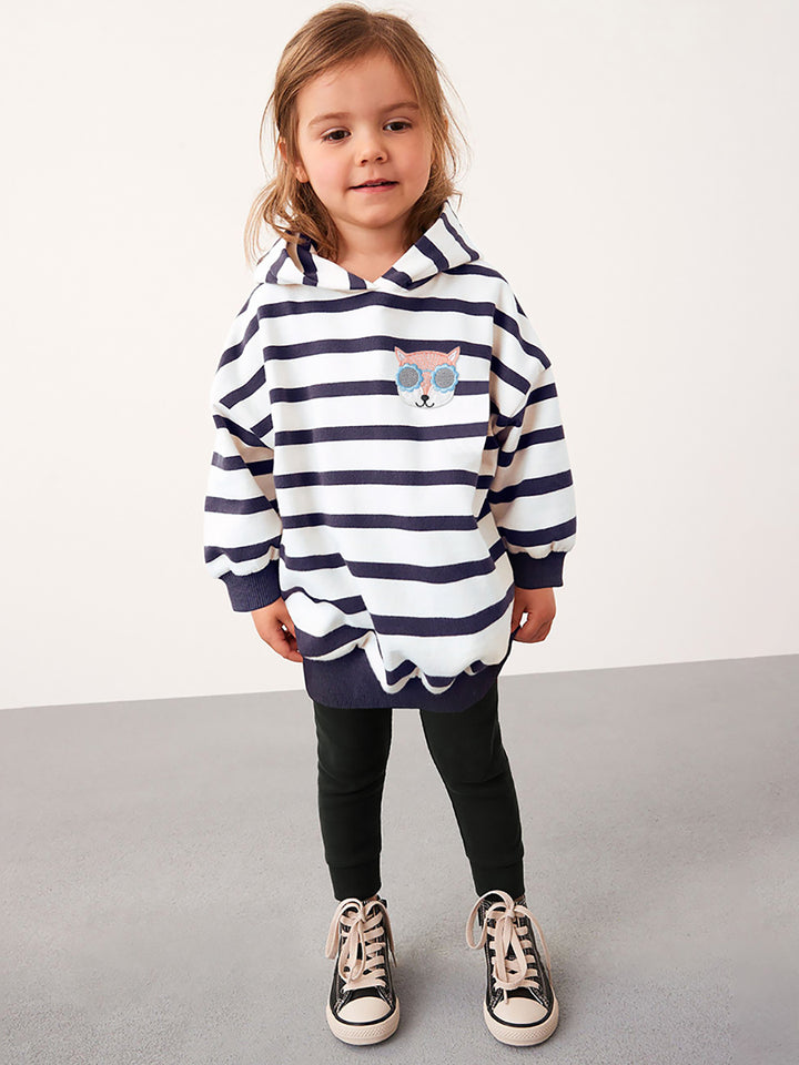 Girls Striped Pure Cotton Top with Pyjama