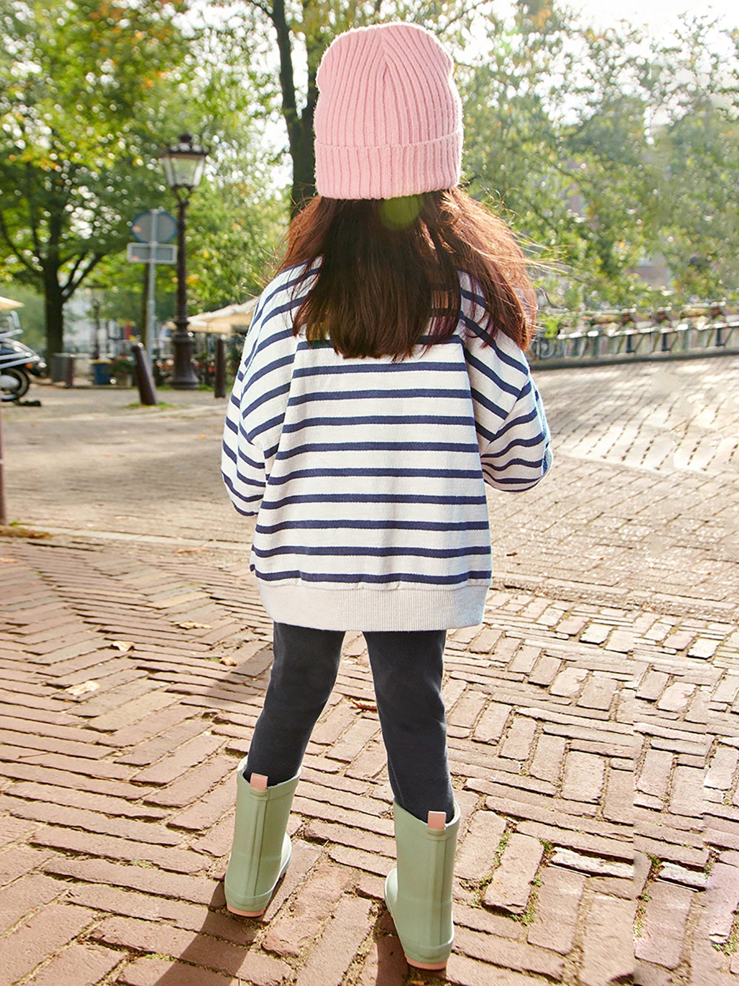 Girls Striped Pure Cotton Top With Joggers
