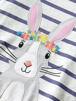 Girls Striped Pure Cotton Top With Joggers