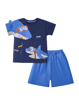 Boys Embroidered Short Sleeves T-shirt With Shorts