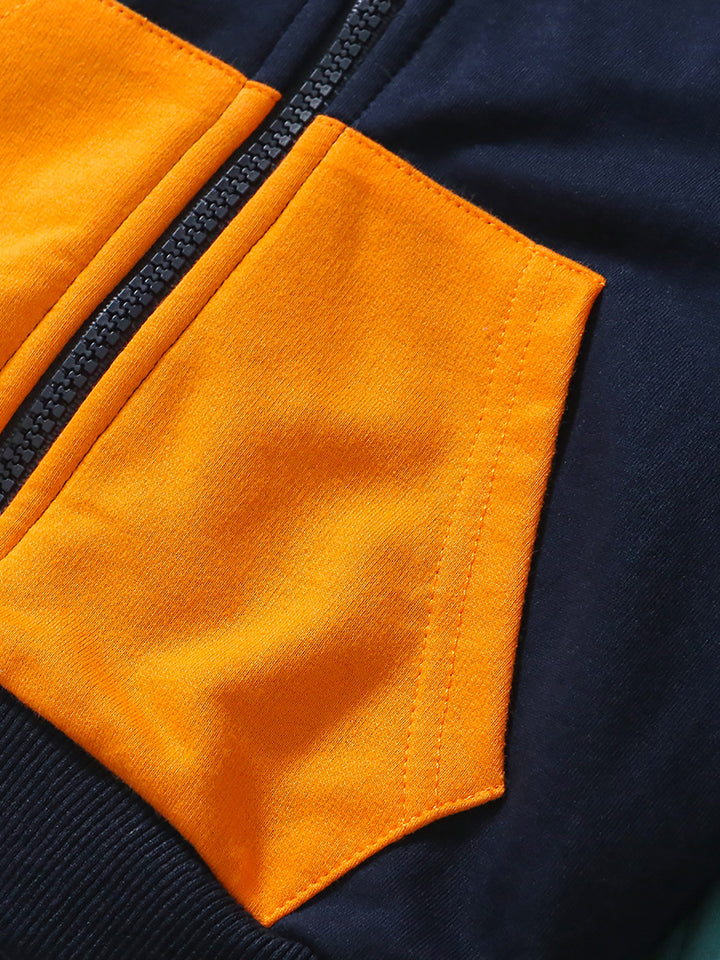 Boys Colourblocked Pure Cotton Sweatshirt With Pyjamas