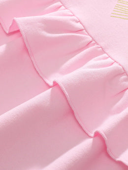 Girls Cotton Round Neck Long Sleeves Print A-Line Dress