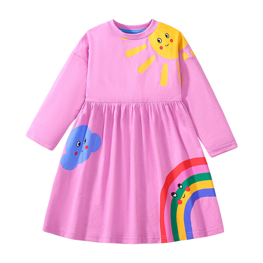 Girls Abstract Print A-Line Midi Dress