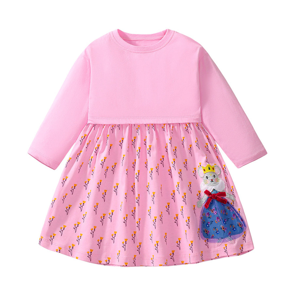 Girls Floral Printed A-Line Midi Dress