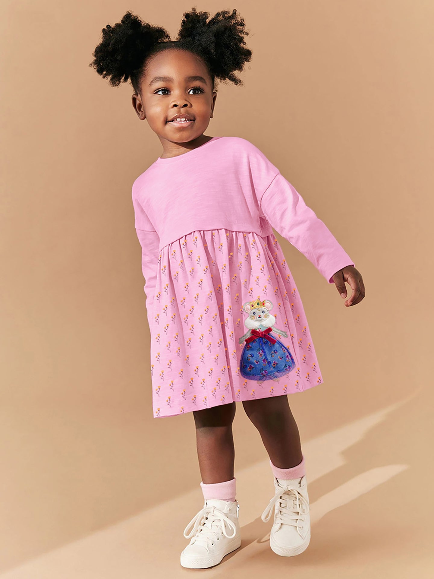 Girls Floral Printed A-Line Midi Dress