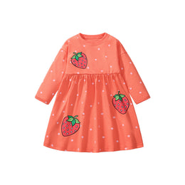 Girls Conversational Printed Cotton A-Line Knee Length Dress