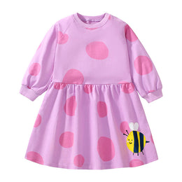 Girls Polka Dot Print A-Line Midi Dress