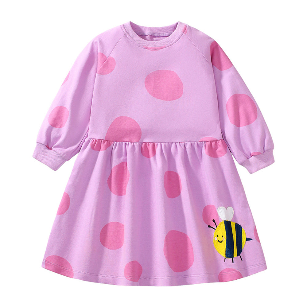 Girls Polka Dot Print A-Line Midi Dress