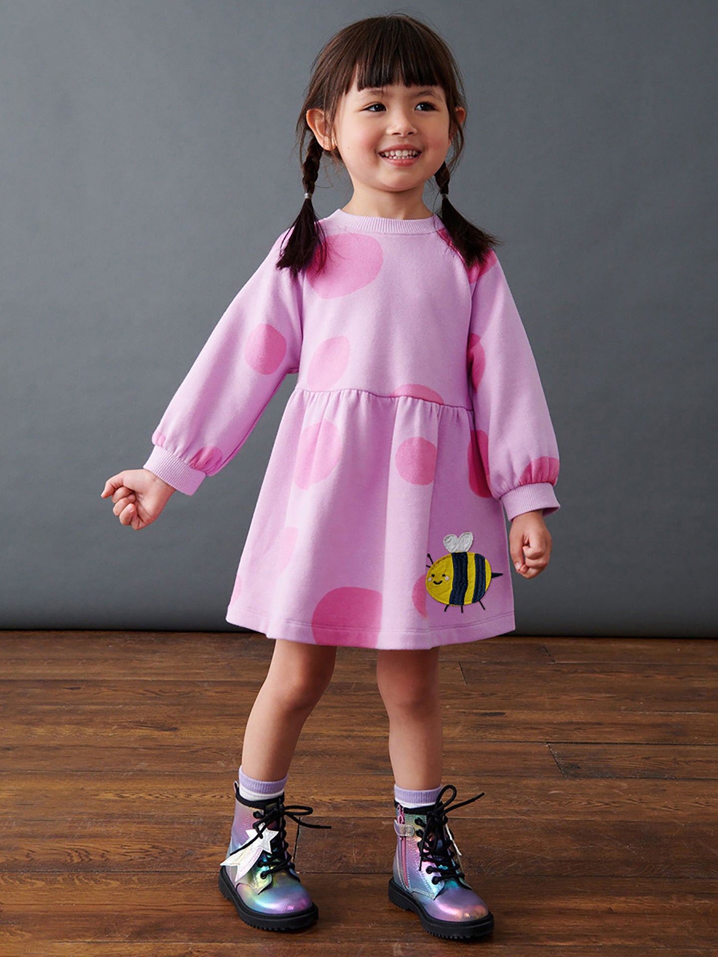 Girls Polka Dot Print A-Line Midi Dress