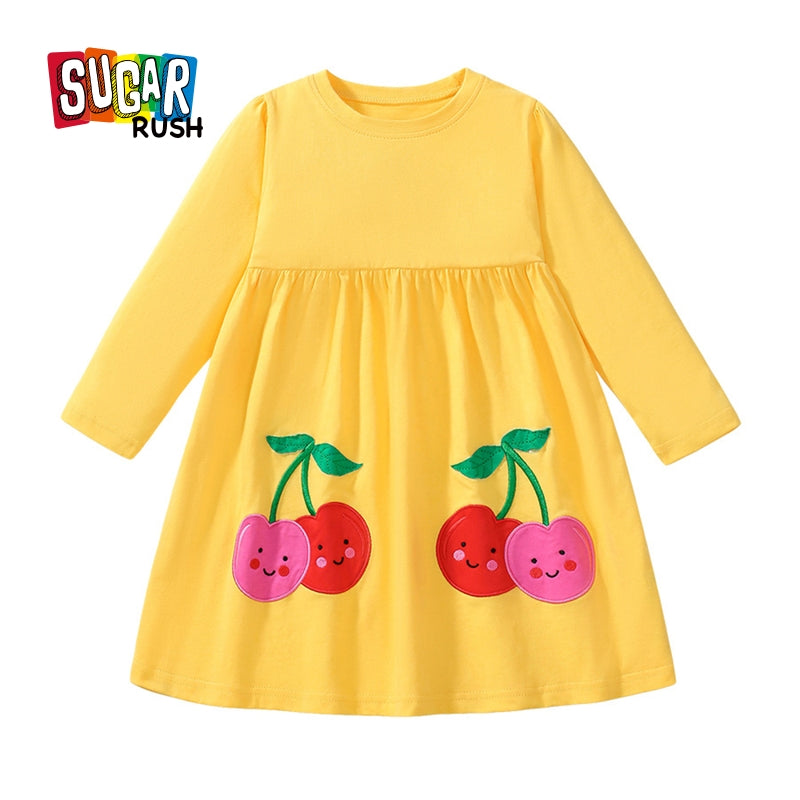 Girls Embroidered A-Line Midi Dress
