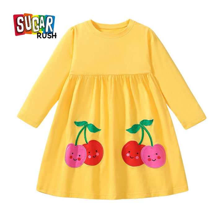 Girls Embroidered A-Line Midi Dress