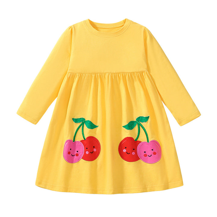 Girls Embroidered A-Line Midi Dress