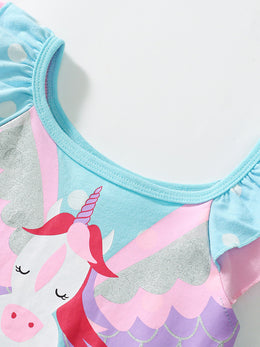 Girls Printed Cotton Drop-Waist Dress