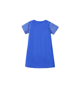 Girls Striped Round Neck A-Line Dress