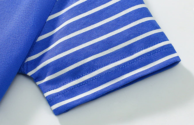 Girls Striped Round Neck A-Line Dress