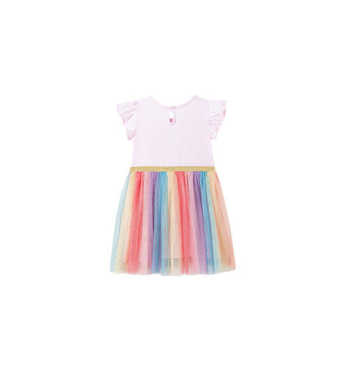 Girls Flutter Sleeves A-Line Dress