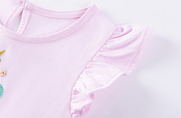 Girls Flutter Sleeves A-Line Dress