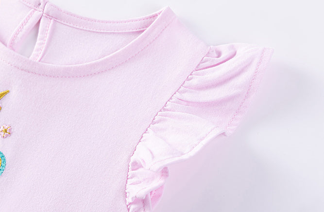 Girls Flutter Sleeves A-Line Dress