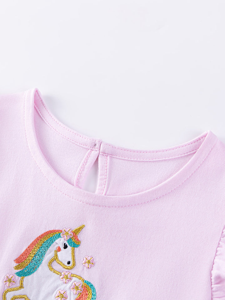 Girls Flutter Sleeves A-Line Dress