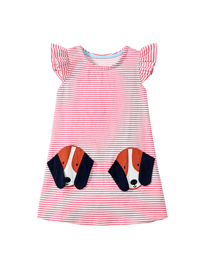 Girls Striped A-Line Knee Length Dress