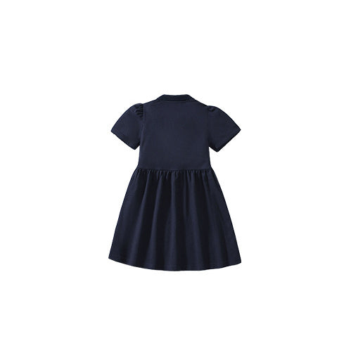 Girl Shirt Collar Pleated Fit & Flare Mini Dress
